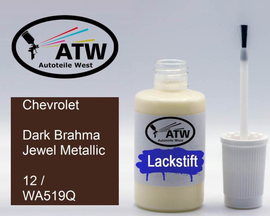 Chevrolet, Dark Brahma Jewel Metallic, 12 / WA519Q: 20ml Lackstift, von ATW Autoteile West.